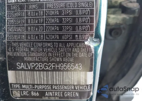 2015 Land Rover Range Rover Evoque Pure z USA, uszkodzony, nr VIN SALVP2BG2FH956543